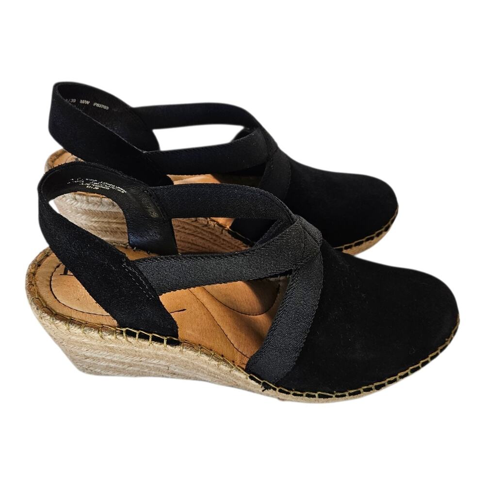 BORN Drilles 8 M Sandals Woven Jute Wrapped Espadrille Wedge Heel Shoes Leather